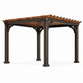 Pergola Autoportante in Alluminio e Legno Marrone 3m x 3m