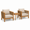 Set giardino in legno di teak con sedie e tavolino beige