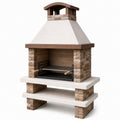 Barbecue in mattoni e pietra con griglia in acciaio inox 120x65x180 cm
