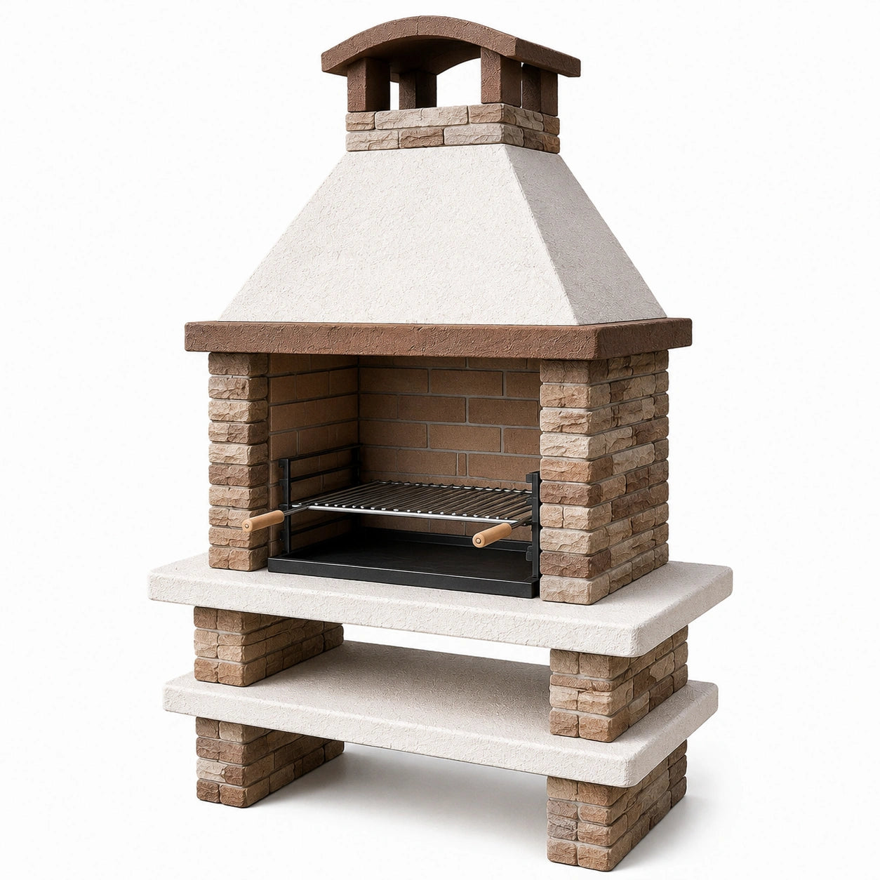 Barbecue in mattoni e pietra con griglia in acciaio inox 120x65x180 cm