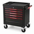 Carrello portautensili in metallo con 5 cassetti in nero e rosso