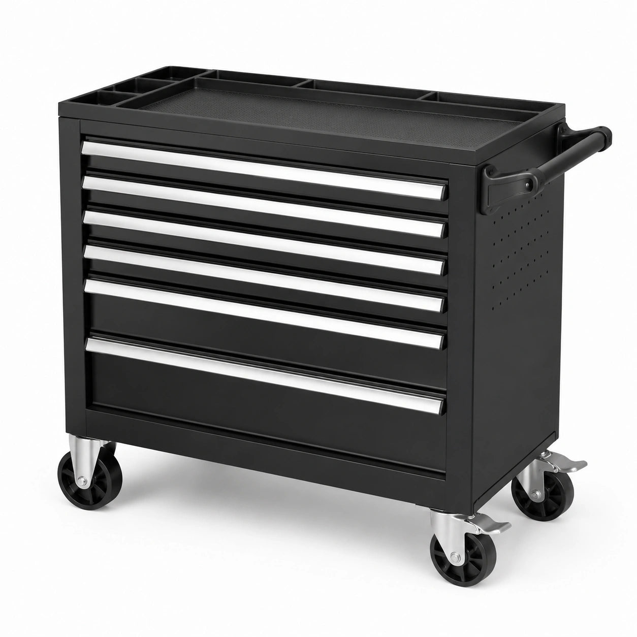 Carrello portautensili in metallo con 6 cassetti nero 85x40x80 cm