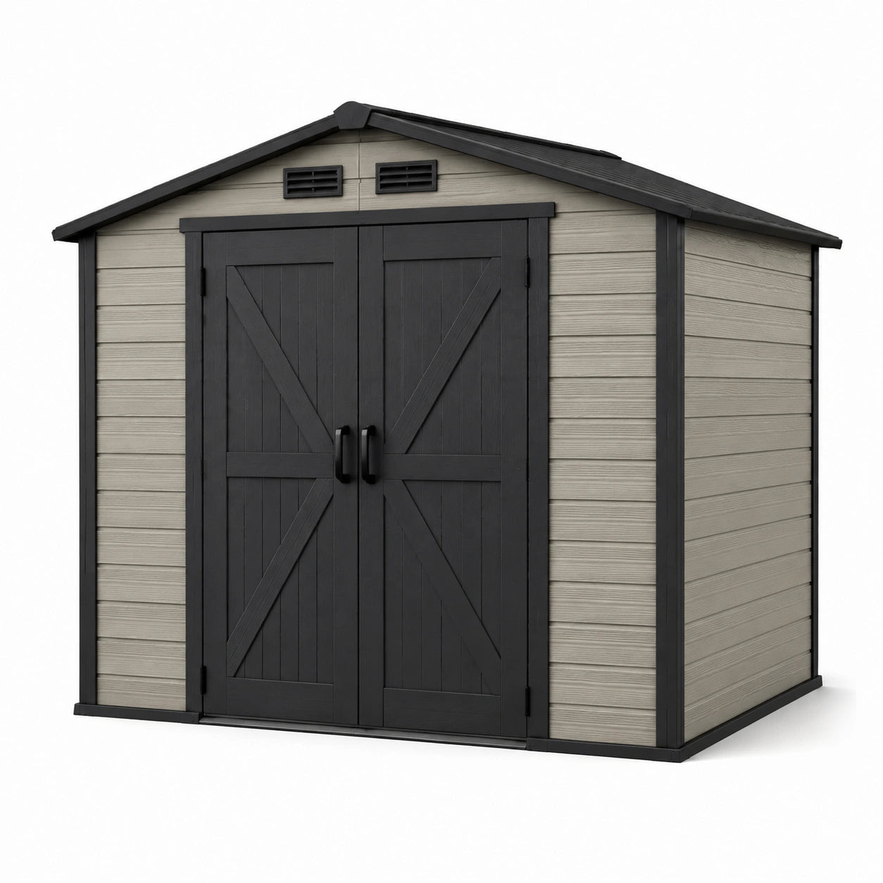 Casetta da giardino in resina nera e beige 185x152x226 cm