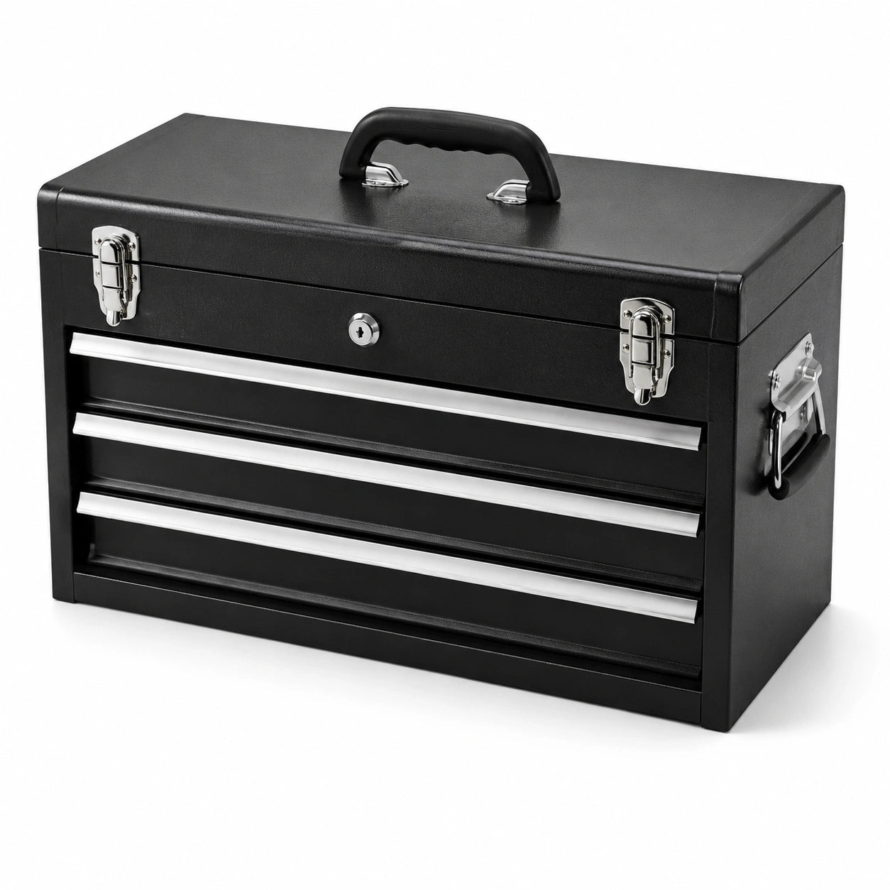 Cassetta degli attrezzi in metallo nero con 4 cassetti 53x23x34 cm