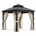 Gazebo in Metallo con Tende Beige 300x300x250 cm