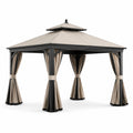 Gazebo in metallo nero e beige 300x300 cm
