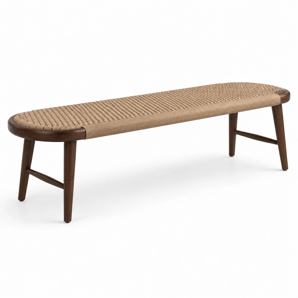 Panca in legno e corda di juta intrecciata 120x40x45 cm